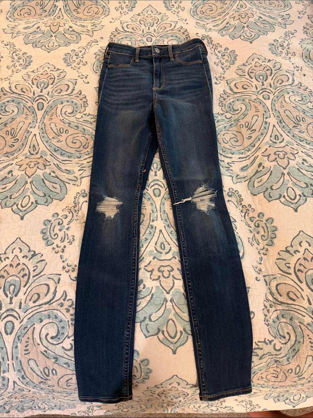 Hollister Dark Blue Distressed Skinny Jeans - Women